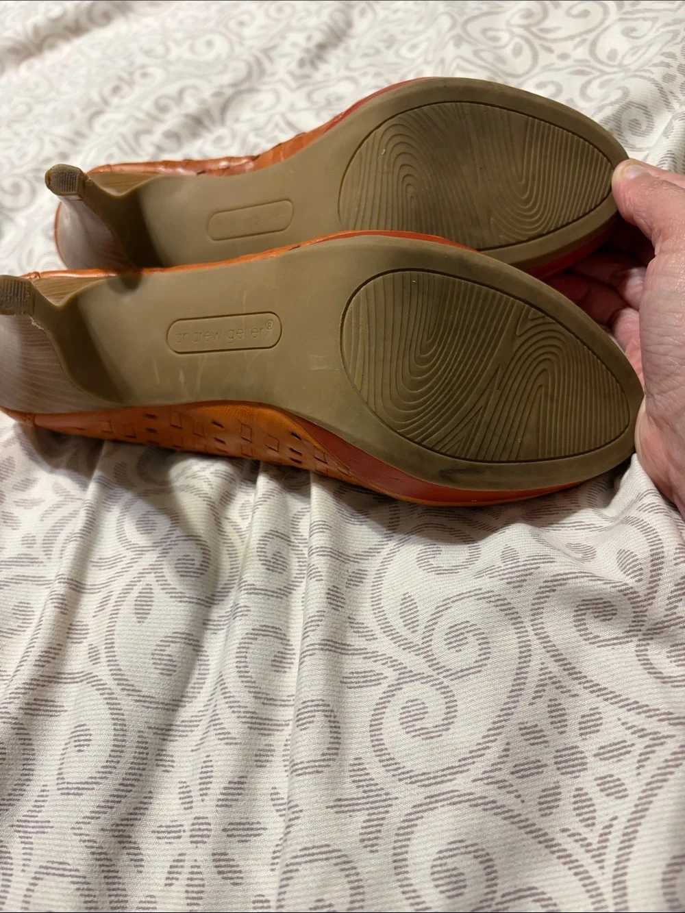 Andrew Geller Woven Leather 4” Stiletto Heels Burnt Orange Size 7